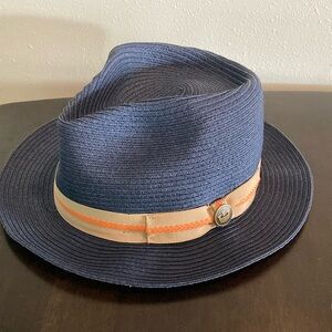 Goorin Bros Kids straw Fedora Hat * Navy Blue * One Size